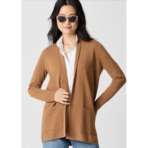J.Crew Women Small Brown Chelsea Cardigan Blazer Cotton Open Front Shawl Collar